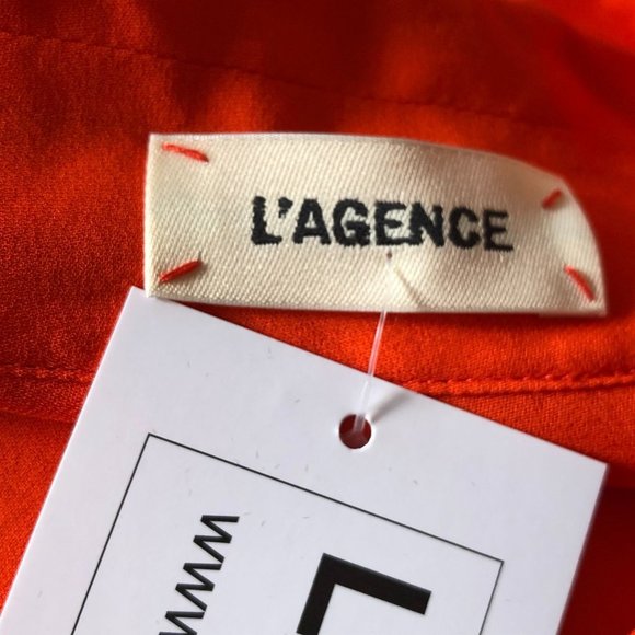 L'Agence Rita Draped Faux Wrap Silk Carrot Orange Blouse Top - Picture 8 of 14